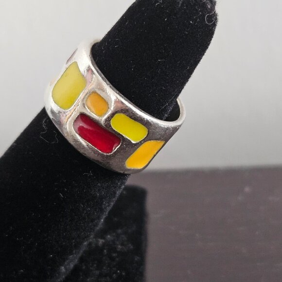 Original Heather B. Moore Design Silver and Enamel Ring - Picture 2 of 2